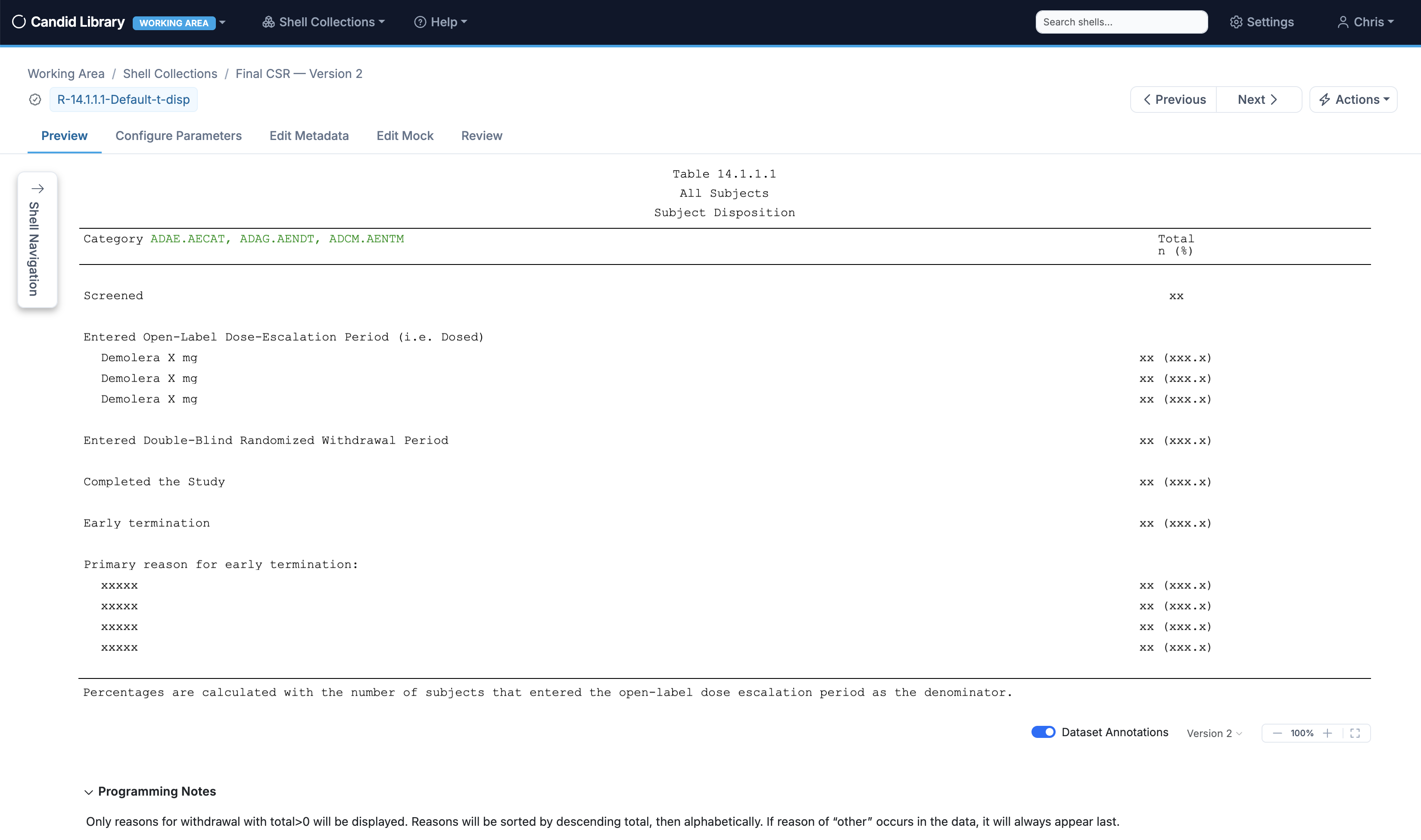 Candid Library shell detail view with navigation and mock preview
