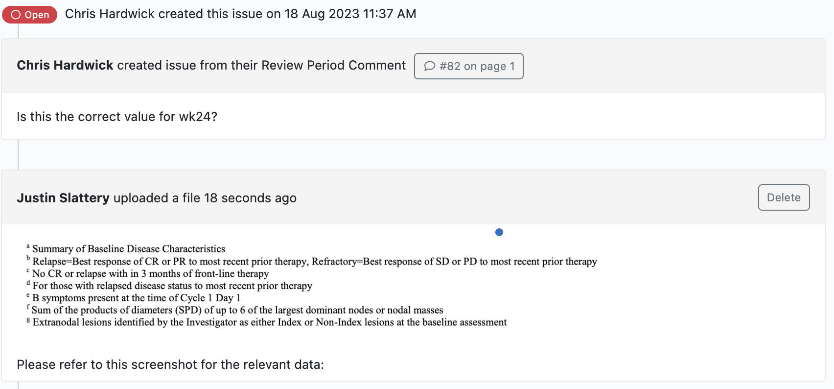 Screenshot on issue details example