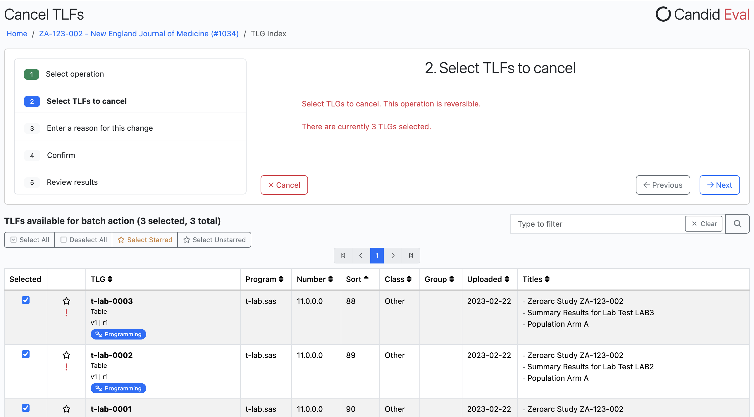 Cancel TLF Wizard Screenshot